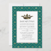 Invitation Bar Mitzvah héraldique sarcelle et or (Devant)