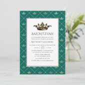 Invitation Bar Mitzvah héraldique sarcelle et or (Debout devant)