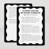 Invitation BAR MITZVAH informations de service conseil noir b (Devant / Derrière)