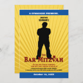 Invitation Bar Mitzvah Invitation Bleu jaune (Devant / Derrière)