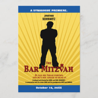 Invitation Bar Mitzvah Invitation Bleu jaune