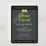 Invitation BAR MITZVAH jeux modernes contrôles noir vert<br><div class="desc">par kat massard >>> WWW.SIMPLYSWEETPAPERIE.COM << - - - - - - - - - - - - - - - - - - - - - - - - - - Le design parfait pour un BAR à thème de jeu ou une célébration BAT MITZVAH Aimez le design, mais...</div>