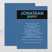Invitation Bar Mitzvah Jonathan Hebrew Blue (Devant / Derrière)
