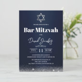 Invitation Bar Mitzvah juif Étoile de David Moderne Bleu Mari (Debout devant)