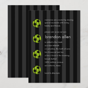 Invitation Bar Mitzvah Lime Bal de soccer vert et noir