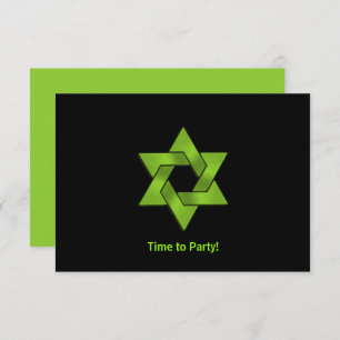 Invitation Bar Mitzvah Lime Green Black Star de David Party