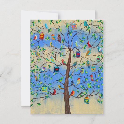 Invitation Bar Mitzvah Mariage Arbre de Vie Oiseau (Devant)