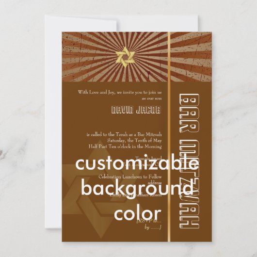 Invitation Bar Mitzvah/marron/or (Devant)