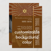 Invitation Bar Mitzvah/marron/or (Devant / Derrière)