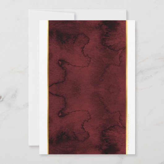 Invitation BAR MITZVAH marron rouge aquarelle or script (Dos)