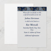 Invitation Bar Mitzvah Mazel Tov Blue Grey Star de David (Devant / Derrière)