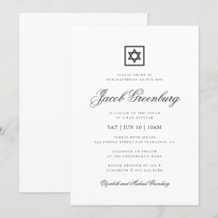Invitation Bar Mitzvah Minimaliste Simple Classique