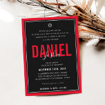 Invitation BAR MITZVAH moderne athlète garçon audacieux rouge<br><div class="desc">par kat massard >>> kat@simplysweetPAPERIE.com <<< CONTACTEZ-MOI pour un libellé personnalisé ou pour ajouter des lignes en hébreu Aimez le design, mais souhaitez voir quelques changements - un autre jeu de couleurs, un autre produit, ajoutez une photo ou adapté pour une occasion différente - pas de souci contactez-moi - Je...</div>