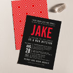 Invitation BAR MITZVAH moderne audace type géométrique noir r<br><div class="desc">par kat massard >>> WWW.SIMPLYSWEETPAPERIE.COM << - - - - - - - - - - - - - CONTACTEZ-MOI pour aider à équilibrer votre type à la perfection Aimez le design, mais souhaitez voir quelques changements - un autre jeu de couleurs, un autre produit, ajoutez une photo ou adapté...</div>