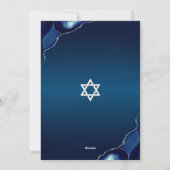 Invitation Bar Mitzvah moderne bleu agate aquarelle script (Dos)