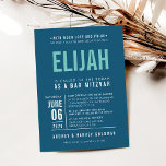 Invitation BAR MITZVAH moderne bloc gras foncé menthe bleue<br><div class="desc">par kat massard >>> WWW.SIMPLYSWEETPAPERIE.COM << - - - - - - - - - - - - - CONTACTEZ-MOI pour aider à équilibrer votre type à la perfection Aimez le design, mais souhaitez voir quelques changements - un autre jeu de couleurs, un autre produit, ajoutez une photo ou adapté...</div>