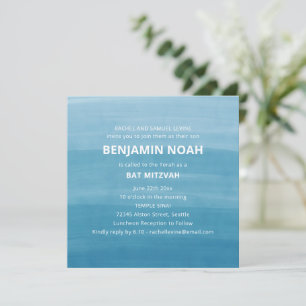 Invitation Bar Mitzvah Moderne Dégradé Ombré Bleu Océan Turqu