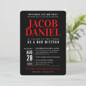 Invitation BAR MITZVAH moderne empilement géométrique noir ro (Debout devant)