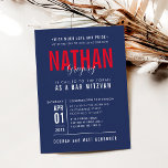 Invitation BAR MITZVAH moderne en gros bloc type marine bleu<br><div class="desc">par kat massard >>> WWW.SIMPLYSWEETPAPERIE.COM << - - - - - - - - - - - - - CONTACTEZ-MOI pour aider à équilibrer votre type à la perfection Aimez le design, mais souhaitez voir quelques changements - un autre jeu de couleurs, un autre produit, ajoutez une photo ou adapté...</div>