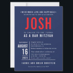 Invitation BAR MITZVAH moderne en gros bloc type marine rouge<br><div class="desc">par kat massard >>> WWW.SIMPLYSWEETPAPERIE.COM << - - - - - - - - - - - - Conception personnalisée pour JOSH CONTACTEZ-MOI pour aider à équilibrer votre type à la perfection Aimez le design, mais souhaitez voir quelques changements - un autre jeu de couleurs, un autre produit, ajoutez une...</div>