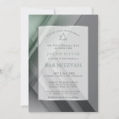 Invitation Bar Mitzvah moderne Géométrique Charbon vert (Devant)