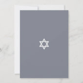 Invitation Bar Mitzvah Moderne Gris Tallit Argent Simple Épai (Dos)