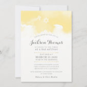 Invitation BAR MITZVAH moderne jaune pâle gris aquarelle (Devant)