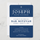 Invitation BAR MITZVAH moderne minima élégant style marine bl (Devant)