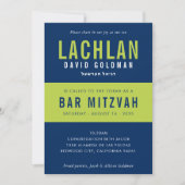 Invitation BAR MITZVAH moderne minima typographie bleu chaux  (Devant)