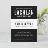 Invitation BAR MITZVAH moderne minima typographie noir blanc (Debout devant)