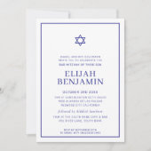 Invitation BAR MITZVAH moderne minimal étoile bordure bleu ro (Devant)