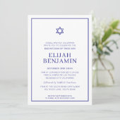 Invitation BAR MITZVAH moderne minimal étoile bordure bleu ro (Debout devant)