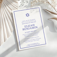 BAR MITZVAH moderne minimal étoile bordure bleu ro
