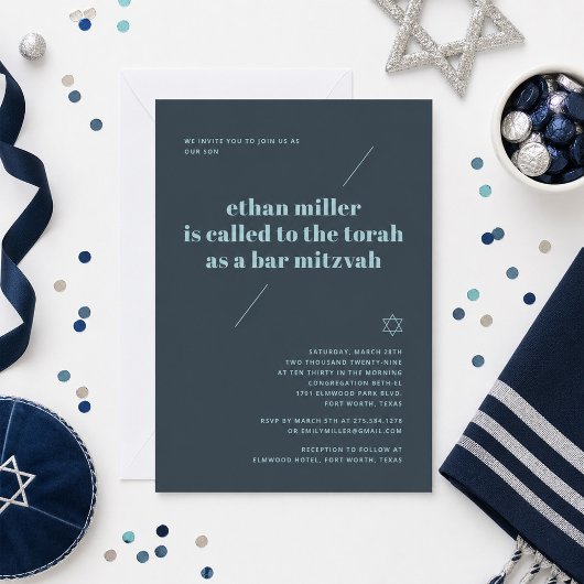 Invitation Bar Mitzvah Moderne Minimaliste