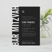 Invitation BAR MITZVAH moderne minimaliste audace garçon noir (Debout devant)