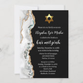 Invitation Bar Mitzvah Moderne Noir Blanc et Or (Devant)