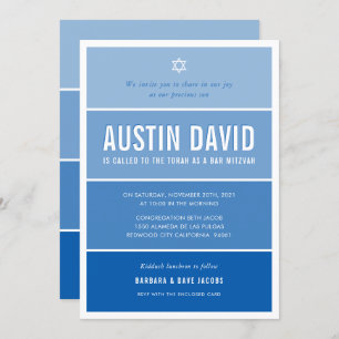 Invitation BAR MITZVAH moderne ombre dégradé cool bleu royal