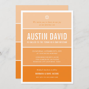 Invitation BAR MITZVAH moderne ombre dégradé orange foncé