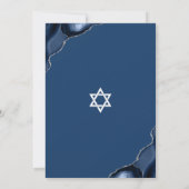 Invitation Bar Mitzvah Moderne Simple Bleu Marine Agate Scrip (Dos)