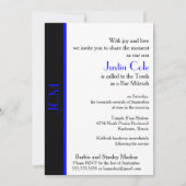 Invitation Bar Mitzvah Monogramme Bleu Noir (Devant)