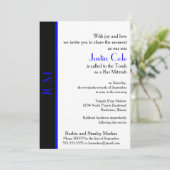 Invitation Bar Mitzvah Monogramme Bleu Noir (Debout devant)