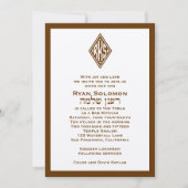 Invitation Bar Mitzvah Monogramme Hébreu Brown (Devant)
