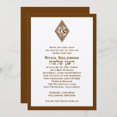 Invitation Bar Mitzvah Monogramme Hébreu Brown (Devant / Derrière)