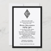 Invitation Bar Mitzvah Monogramme Hébreu Noir (Devant)