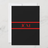 Invitation Bar Mitzvah Monogramme Rouge Noir sur Fond Blanc (Dos)