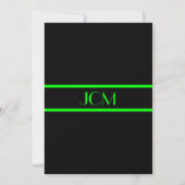 Invitation Bar Mitzvah Monogramme vert citron noir (Dos)