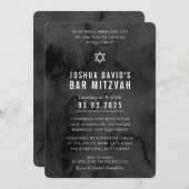 Invitation BAR MITZVAH moody moderne moody noir aquarelle (Devant / Derrière)