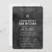 Invitation BAR MITZVAH moody moderne moody noir aquarelle (Devant)