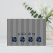Invitation Bar Mitzvah Navy Blue et Black Soccer Ball (Debout devant)