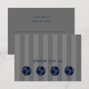 Invitation Bar Mitzvah Navy Blue et Black Soccer Ball